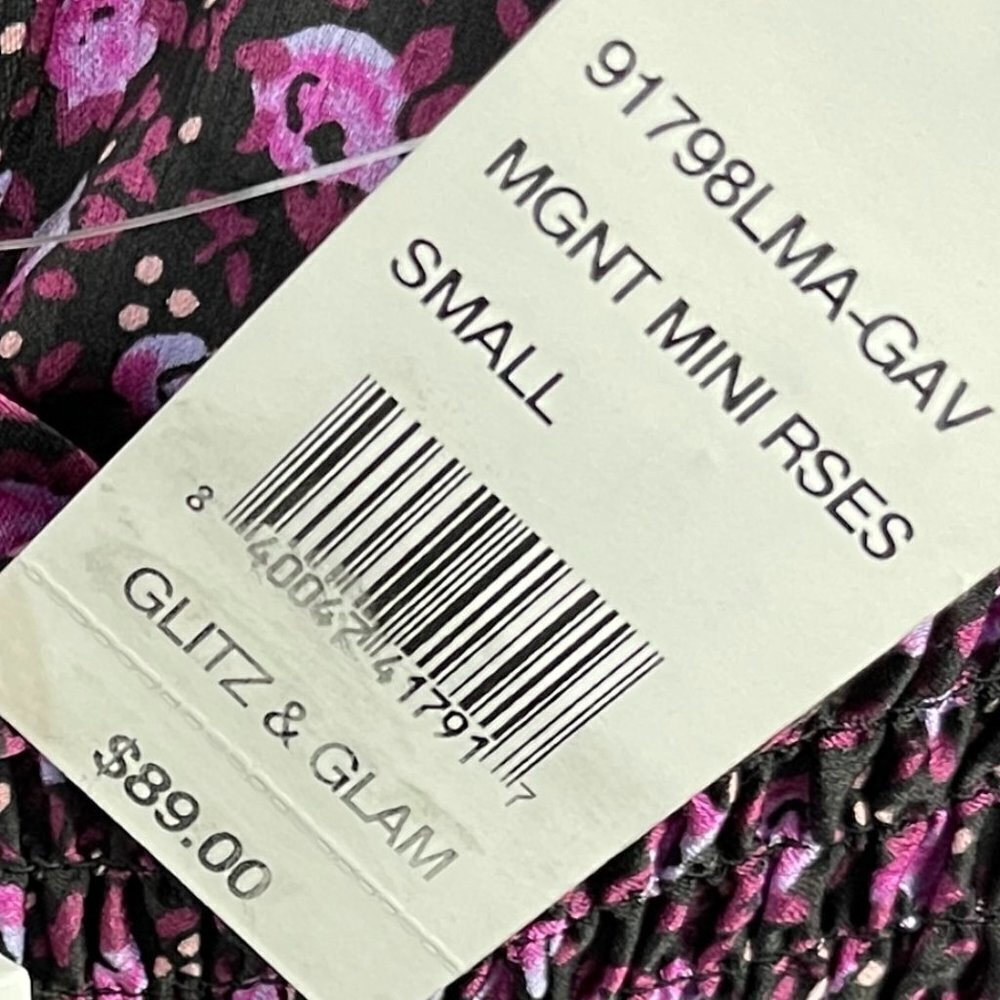 Leyden Women's Floral Mini Smocked Cocktail Dress in Purple Size S - Picture 6 of 10